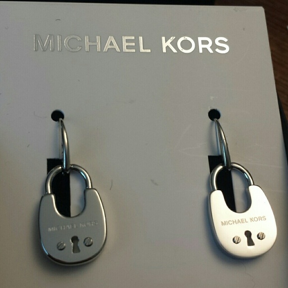 michael kors silver padlock earrings